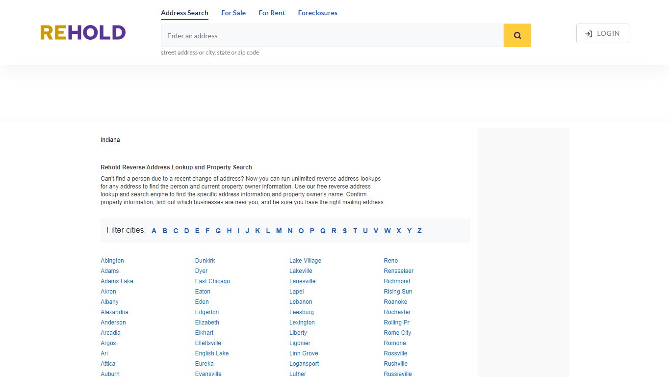 Address Directory - Indiana - Rehold
